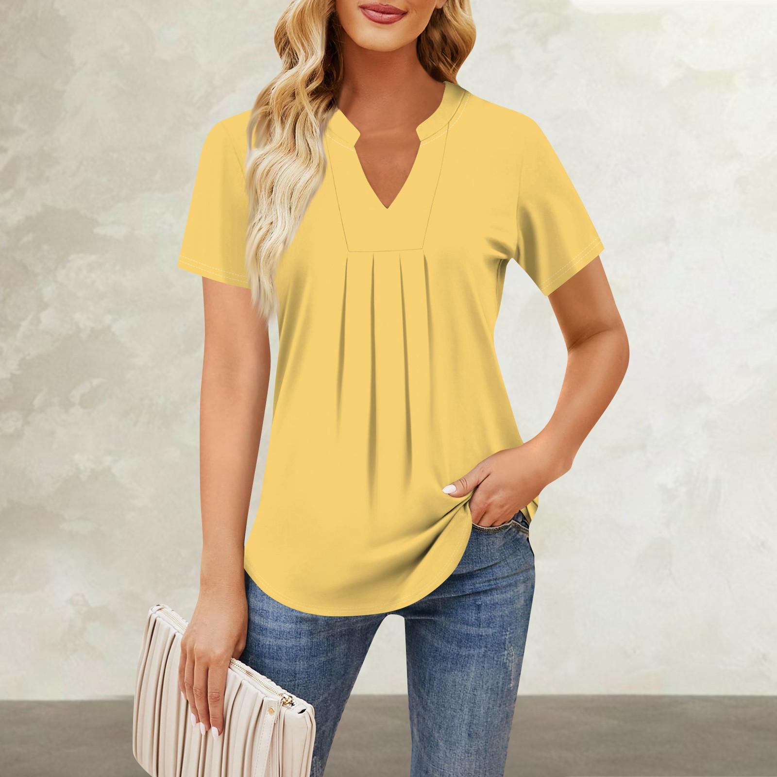 Женская повседневная свободная футболка с коротким рукавом и v-образным вырезом на груди, плиссированная свободная футболка с принтом, топ XL жёлтый
Женская повседневная свободная футболка с коротким рукавом и v-образным вырезом на груди, плиссированная свободная футболка с принтом, топ XL жёлтый