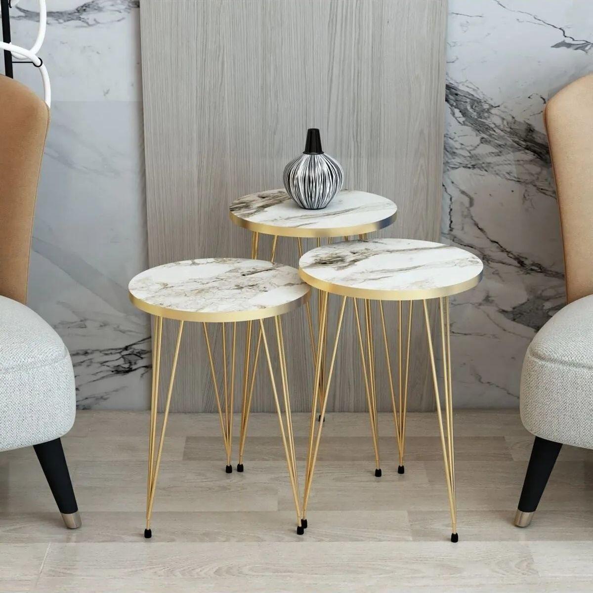 Modern Marble Nesting Tables Set of 3 Metal Gold Leg Service Tables 3Pcs Round Coffee Tables for Living Room Bedroom Furniture
Modern Marble Nesting Tables Set of 3 Metal Gold Leg Service Tables 3Pcs Round Coffee Tables for Living Room Bedroom Furniture