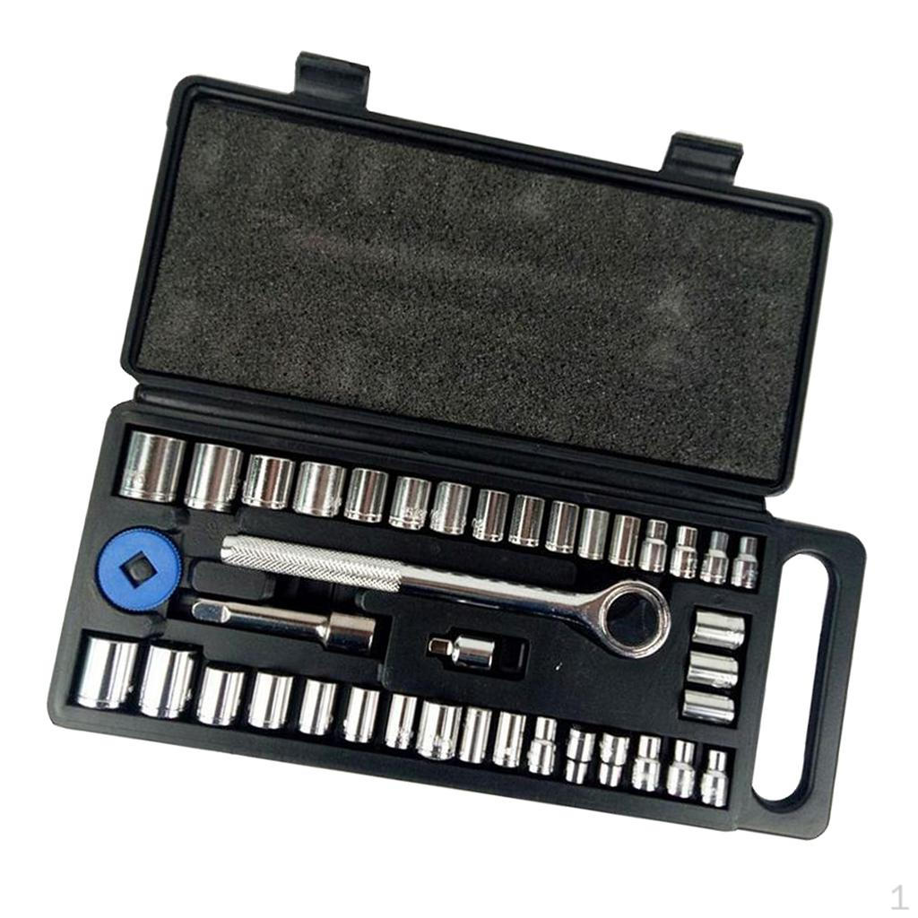 40 Pieces 3/8 1/4 Drive Metric Ratchet Socket Wrench Repair Tools -275x130mm
40 Pieces 3/8 1/4 Drive Metric Ratchet Socket Wrench Repair Tools -275x130mm