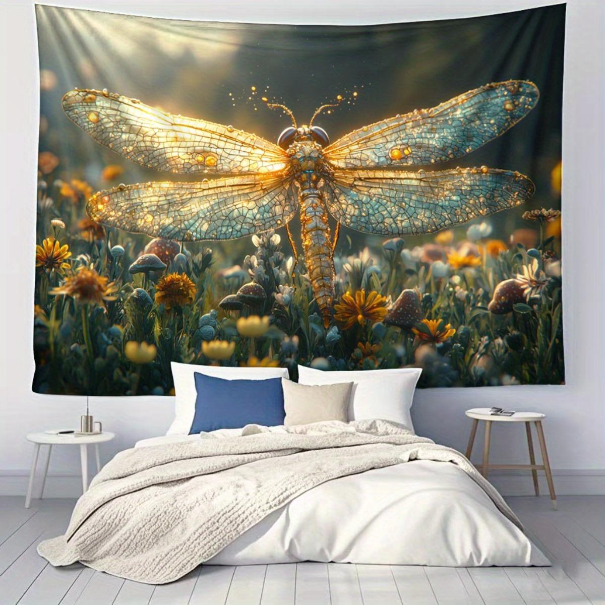 1pc Golden Dragonfly Tapestry Wall Hanging Elegant Blue Golden Dragonfly with Floral Print Horizontal Hanging Decor for Liv 74x94cm(29x37in)
1pc Golden Dragonfly Tapestry Wall Hanging Elegant Blue Golden Dragonfly with Floral Print Horizontal Hanging Decor for Liv 74x94cm(29x37in)