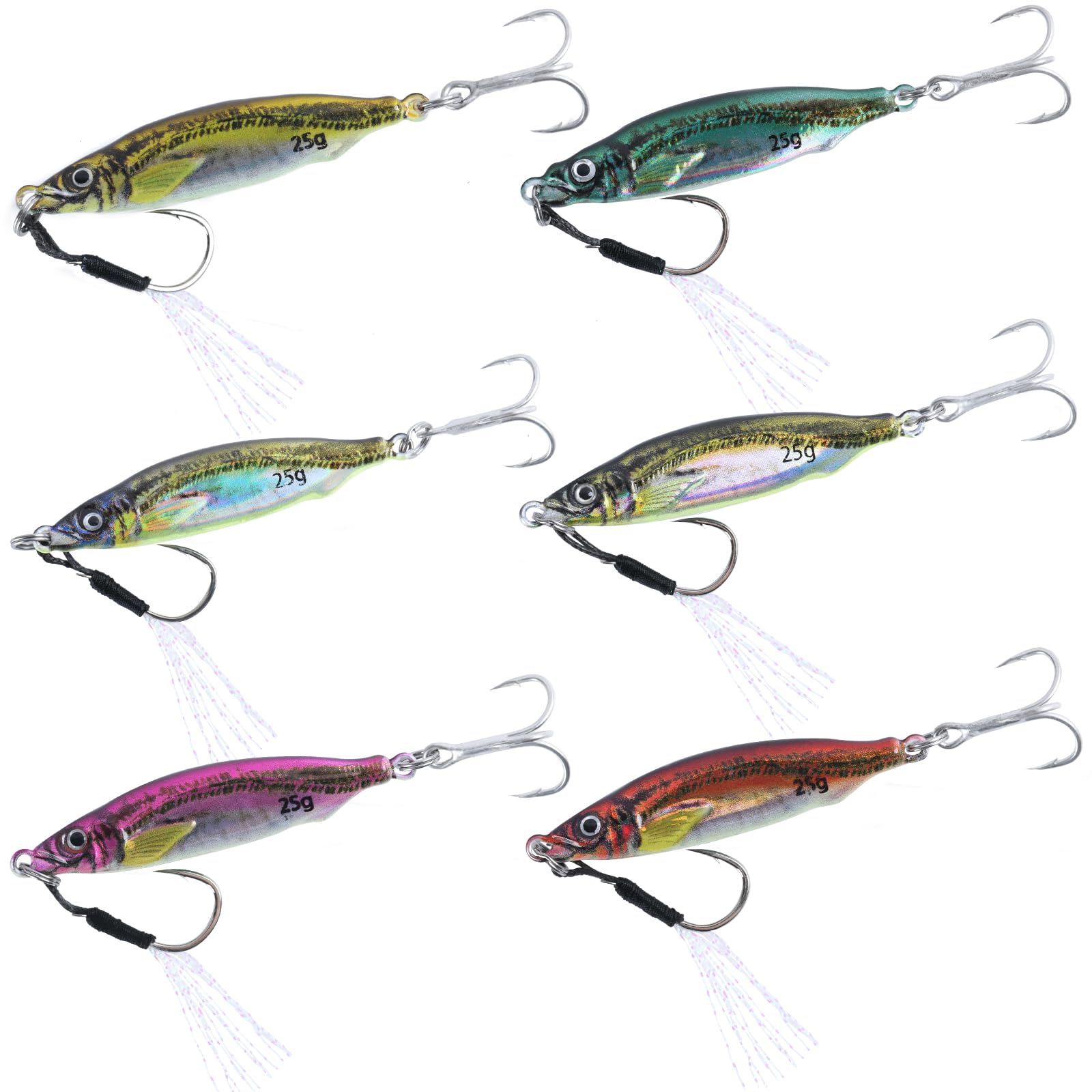 Goture Metal Jig Set of 6 30g Jigging Sea Fishing Boat Fishing Metal Jig Set Lure Slow Jigging Luminous Surf Blue Fish Hairtail Sea Bass Flounder
Goture Metal Jig Set of 6 30g Jigging Sea Fishing Boat Fishing Metal Jig Set Lure Slow Jigging Luminous Surf Blue Fish Hairtail Sea Bass Flounder