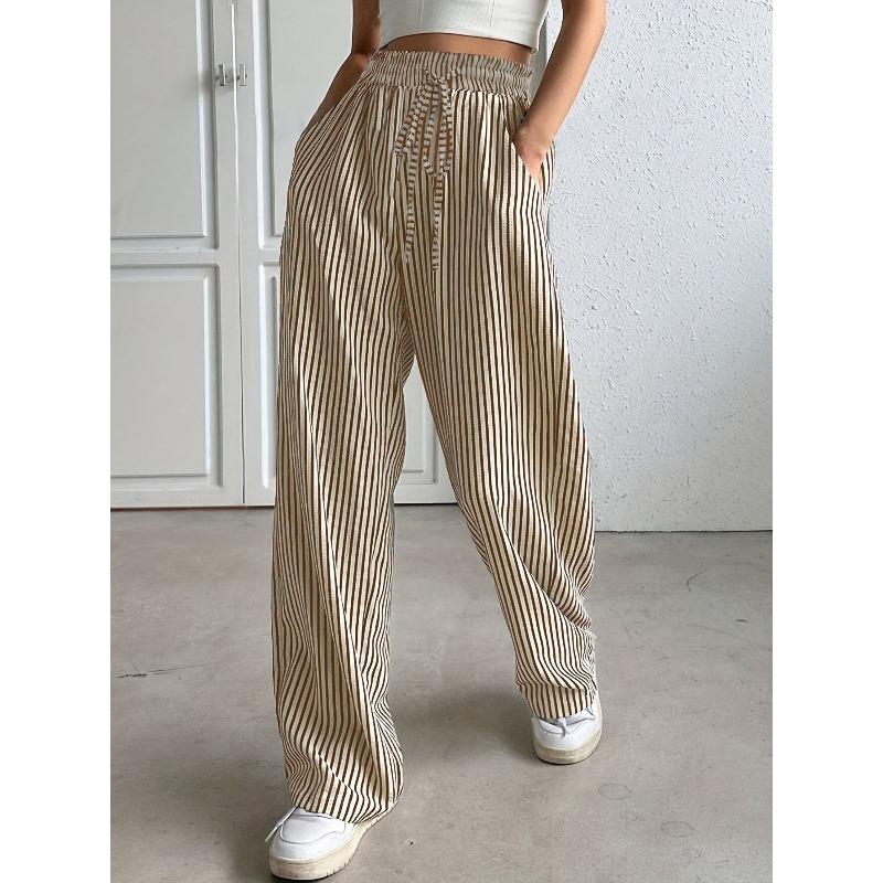 women s Vertical Stripe Elastic Drawstring High Waist Wide Leg Straight Leg Casual Long Pants with Pockets 2XL хакі
women s Vertical Stripe Elastic Drawstring High Waist Wide Leg Straight Leg Casual Long Pants with Pockets 2XL хакі