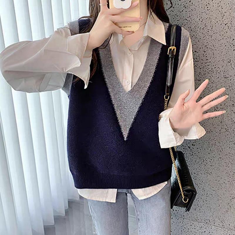 Женский трикотажный жилет с V-образным вырезом, свободный повседневный свитер без рукавов, майка, модный, универсальный M
Женский трикотажный жилет с V-образным вырезом, свободный повседневный свитер без рукавов, майка, модный, универсальный M