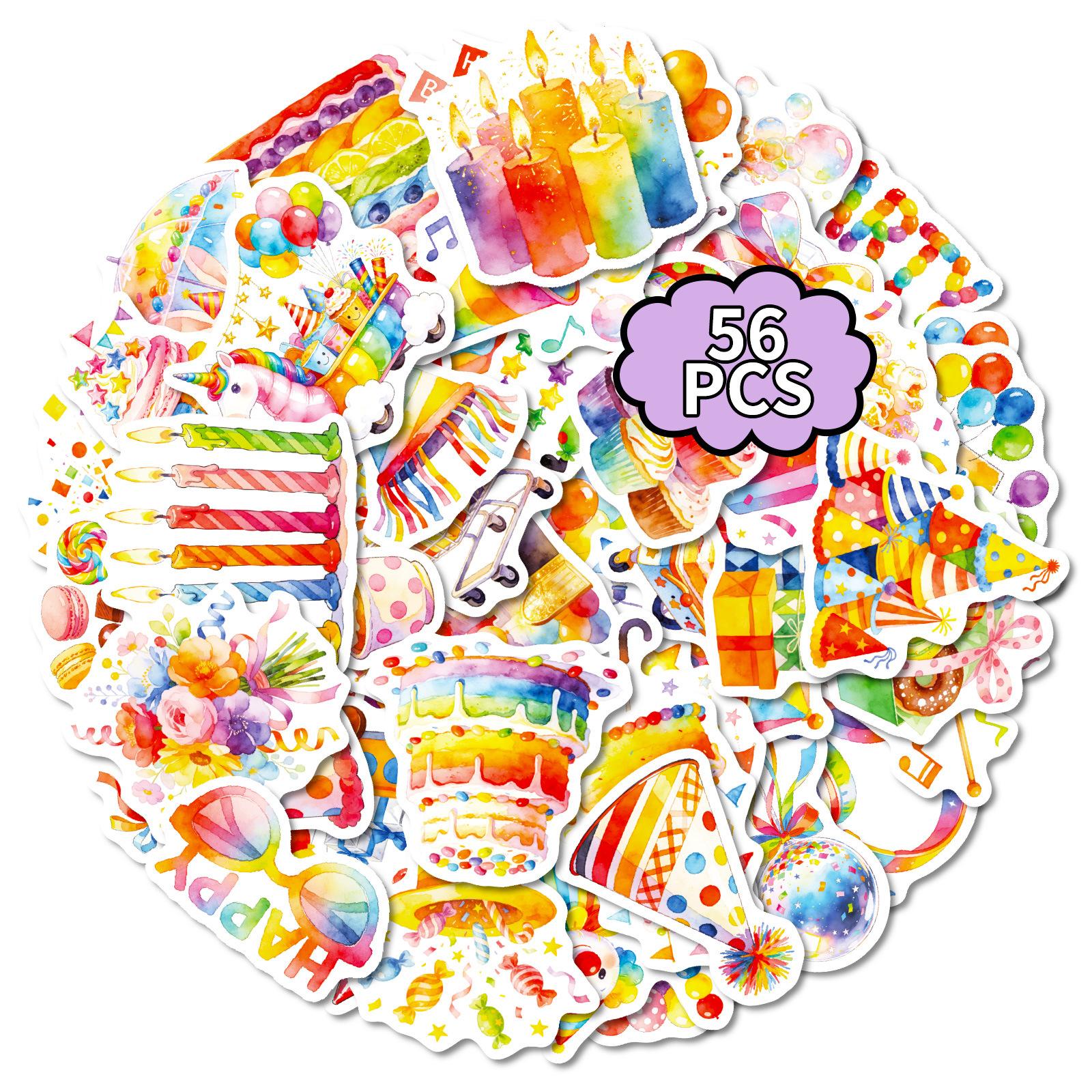 New 56 Watercolor Birthday Party Graffiti Stickers Balloon Cake Candy Elements Colorful Atmosphere Hand Account Decorative Stickers
New 56 Watercolor Birthday Party Graffiti Stickers Balloon Cake Candy Elements Colorful Atmosphere Hand Account Decorative Stickers