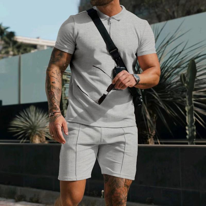 Men s short-sleeved shorts casual suit summer waffle Solid color casual loose lapel T-shirt set 3XL
Men s short-sleeved shorts casual suit summer waffle Solid color casual loose lapel T-shirt set 3XL
