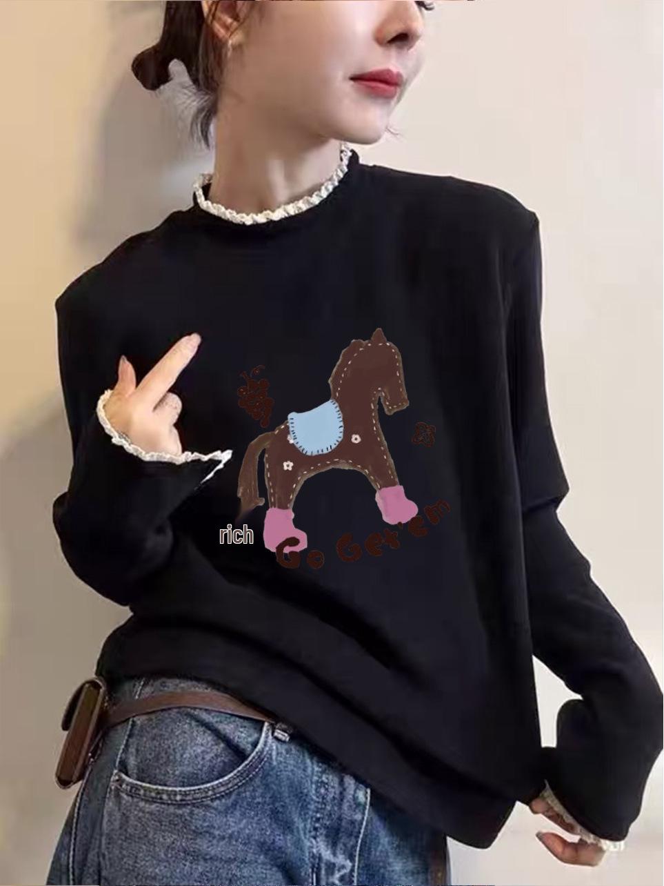 Women s Fleece-Lined Long Sleeve Lace Collar Shirt with Little Pony Print - Autumn/Winter Style L чёрный
Women s Fleece-Lined Long Sleeve Lace Collar Shirt with Little Pony Print - Autumn/Winter Style L чёрный