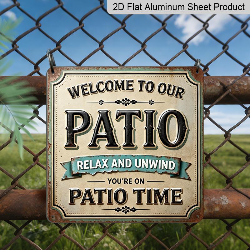 2D Flat, 1pc, Vintage Metal Aluminum Decorative Sign, Welcome To Our Patio, Retro Wall Art, Home Decor for Porch, Patio, Entryway, Garden Room, Room 20*20cm
2D Flat, 1pc, Vintage Metal Aluminum Decorative Sign, Welcome To Our Patio, Retro Wall Art, Home Decor for Porch, Patio, Entryway, Garden Room, Room 20*20cm