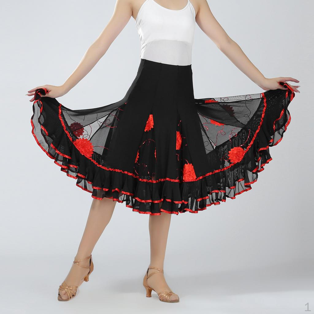 Women Elastic Ballroom Dance Skirt Waltz Flamenco Red
Women Elastic Ballroom Dance Skirt Waltz Flamenco Red