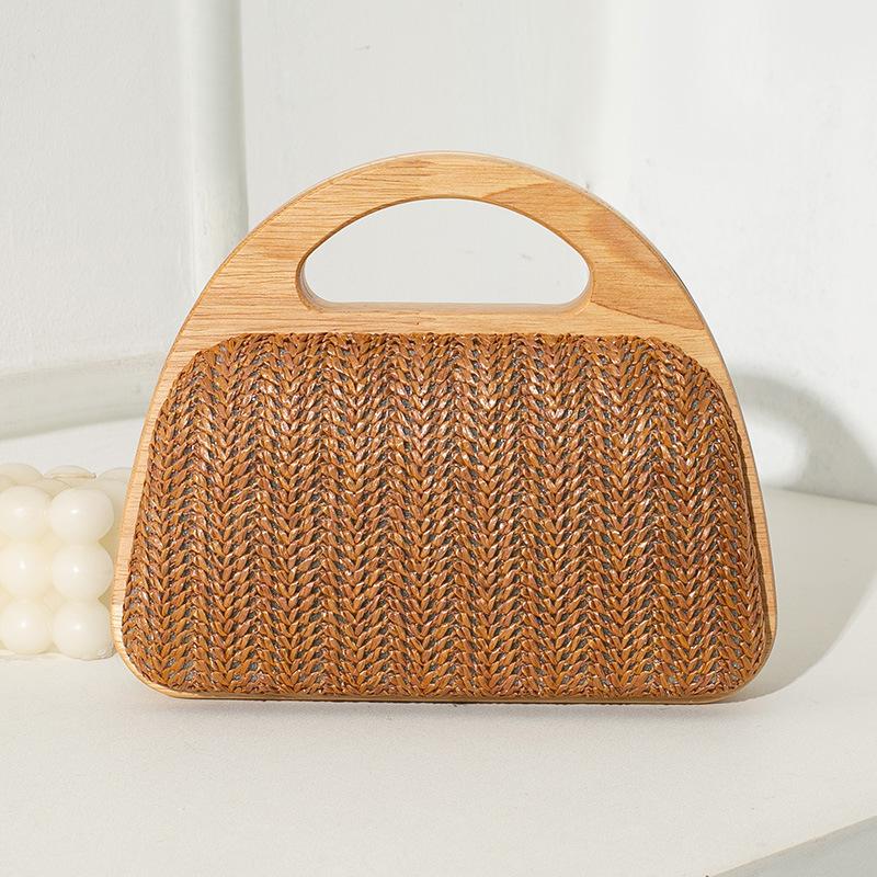 New Crescent Solid Wooden Handle Dinner Bag Summer Straw Woven Handbag Chain Shoulder Crossbody Bag Travel Beach Shopper Purses
New Crescent Solid Wooden Handle Dinner Bag Summer Straw Woven Handbag Chain Shoulder Crossbody Bag Travel Beach Shopper Purses