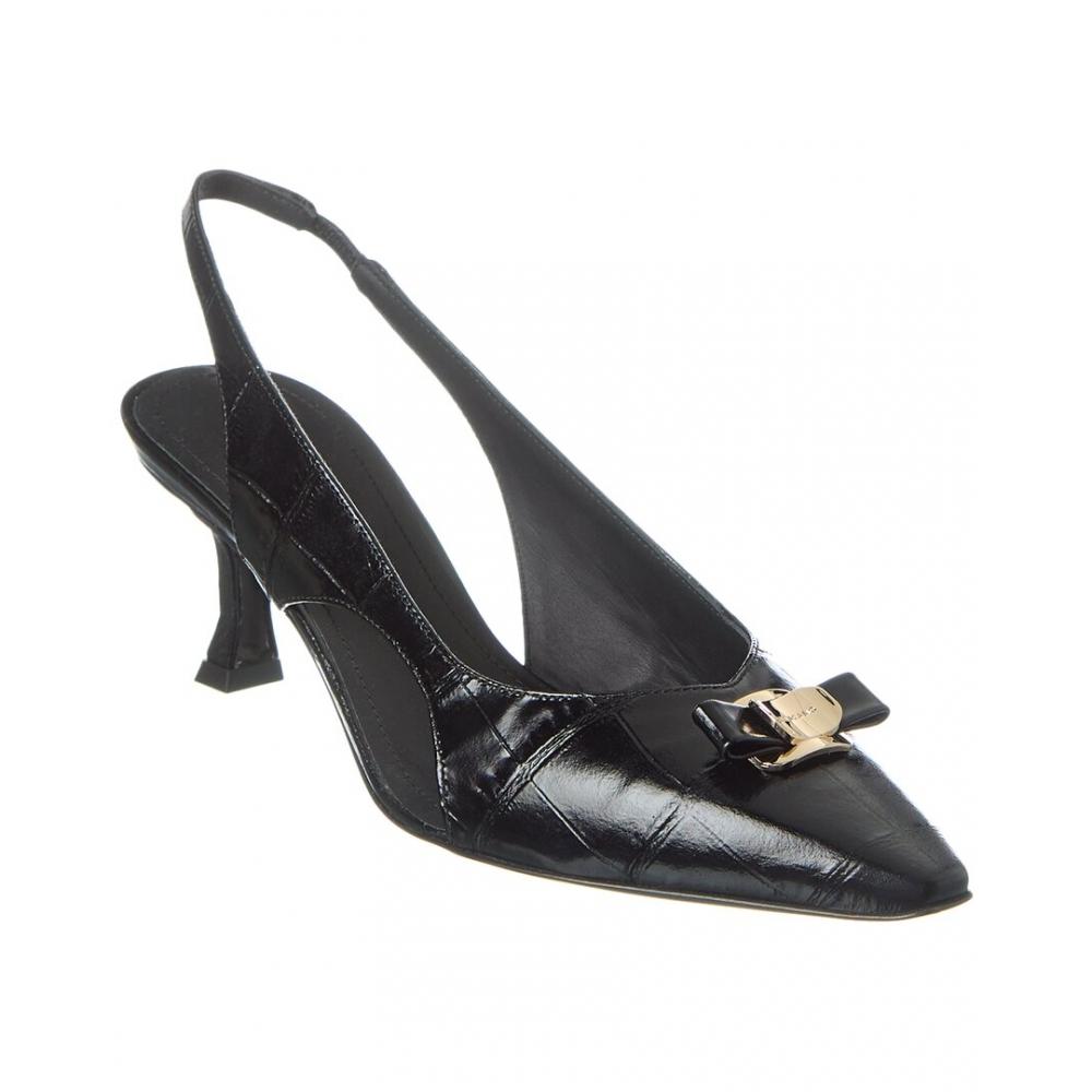 Salvatore Ferragamo Ferragamo Mini Bow Zarula Croc Embossed Leather Slingback Pump Black US 9/Wide
Salvatore Ferragamo Ferragamo Mini Bow Zarula Croc Embossed Leather Slingback Pump Black US 9/Wide