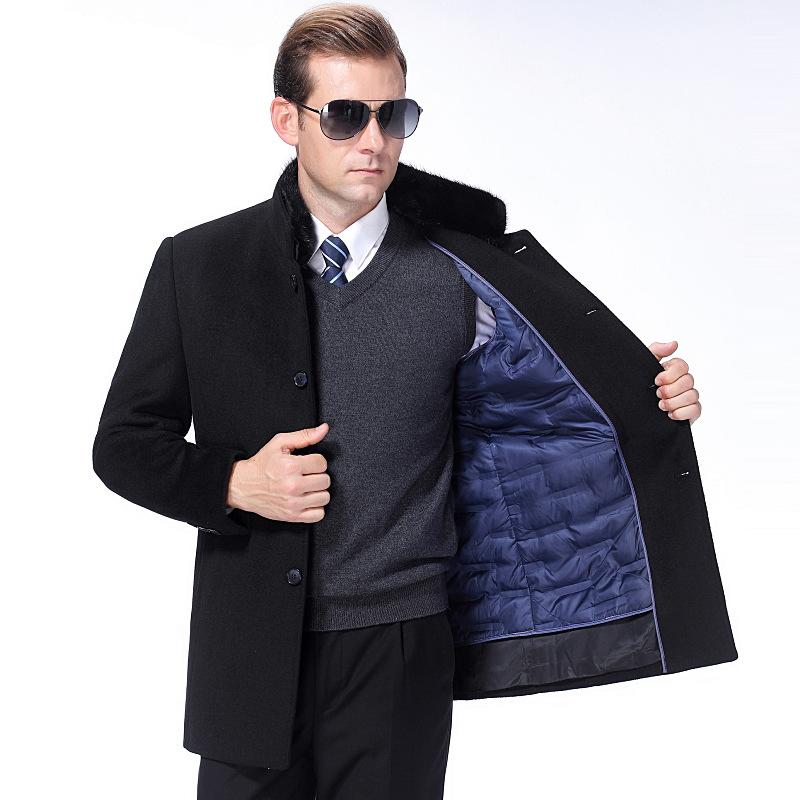 Мужское шерстяное пальто средней длины со стоячим воротником и съемной подкладкой из натурального меха, воротник из натурального меха, свободное и плотное 195
Мужское шерстяное пальто средней длины со стоячим воротником и съемной подкладкой из натурального меха, воротник из натурального меха, свободное и плотное 195