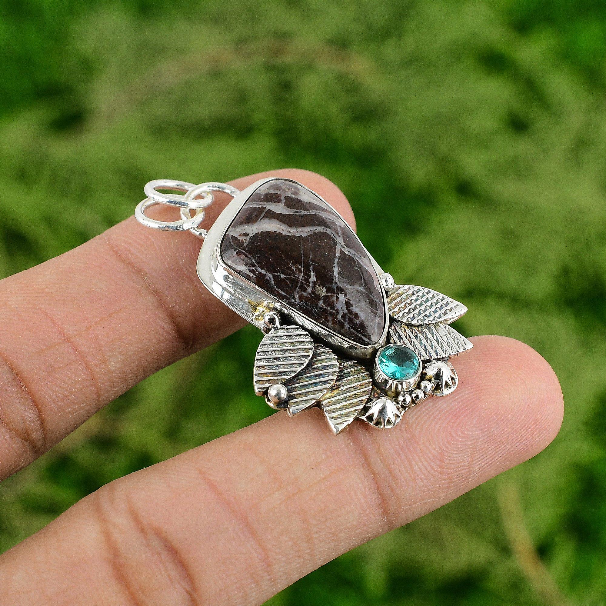 Natural Coconut Jasper Swiss Blue Topaz New Pendant Jewelry 925 Sterling Silver
Natural Coconut Jasper Swiss Blue Topaz New Pendant Jewelry 925 Sterling Silver