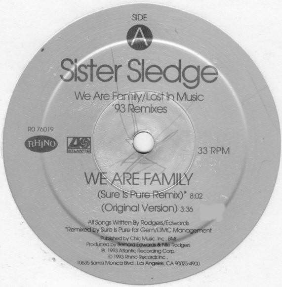 12inch Record SISTER SLEDGE - We Are Family / Lost In Music ( 93 R076019 Rhino Records 1993 US Dance & Electronica Used
12inch Record SISTER SLEDGE - We Are Family / Lost In Music ( 93 R076019 Rhino Records 1993 US Dance & Electronica Used