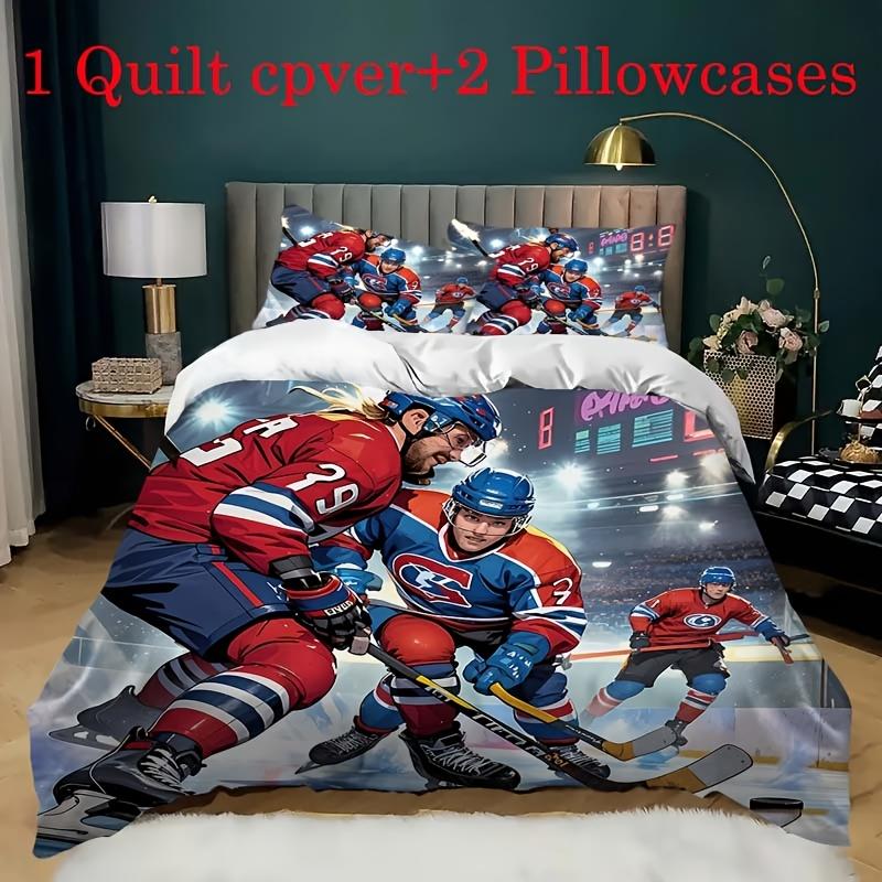 3Pcs Ice Hockey Pattern Duvet Cover Set, Zipper Closure Machine Washable Bedding With Pillowcases, All Season For Home Dorm EU Twin(135x200cm)
3Pcs Ice Hockey Pattern Duvet Cover Set, Zipper Closure Machine Washable Bedding With Pillowcases, All Season For Home Dorm EU Twin(135x200cm)