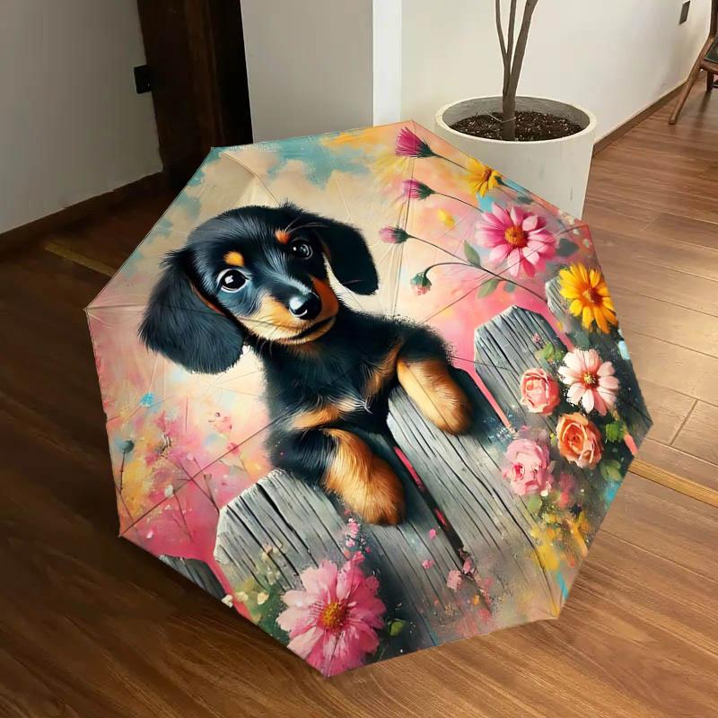 Flower Garden Dachshund Dog Wooden Fence Outdoor Umbrella - Automatic Opening Folding Design, 8-Bone Iron Frame, Festival Gift for Fans, Tra
Flower Garden Dachshund Dog Wooden Fence Outdoor Umbrella - Automatic Opening Folding Design, 8-Bone Iron Frame, Festival Gift for Fans, Tra