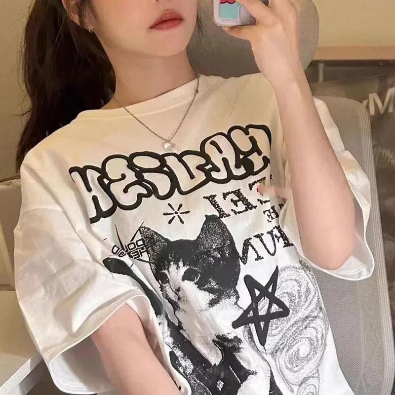 American Cat Rock Guitar Graphic Short Sleeve T-Shirt Loose Korean Fashion Oversized Women s Summer Clothes puls size Streetwear 3XL
American Cat Rock Guitar Graphic Short Sleeve T-Shirt Loose Korean Fashion Oversized Women s Summer Clothes puls size Streetwear 3XL