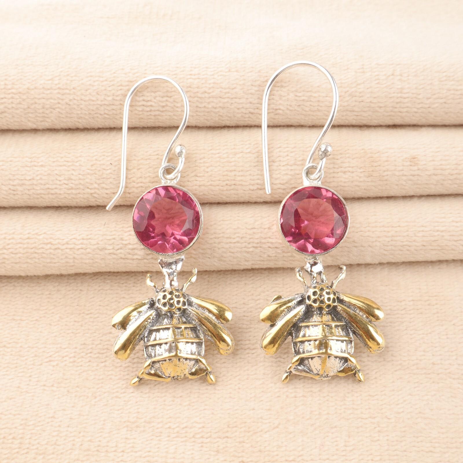 Natural Pink Tourmaline Gemstone 925 Sterling Silver Handmade Dangle Earrings 2 EE-154-19
Natural Pink Tourmaline Gemstone 925 Sterling Silver Handmade Dangle Earrings 2 EE-154-19