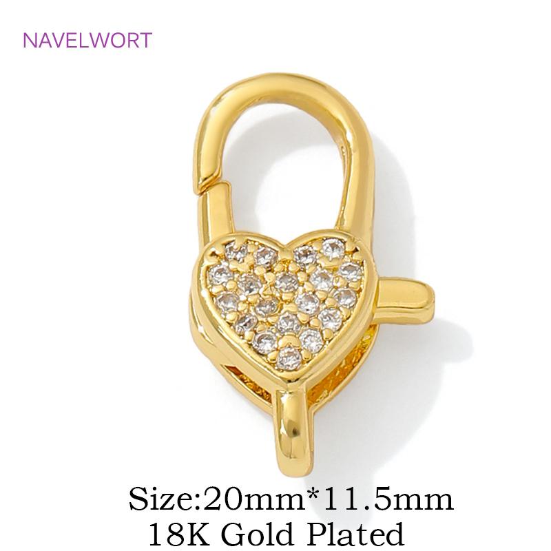 Fashion Inlaid Zircon Fasteners 18K Gold Plated Round/Heart Lobster Clasps with Open Ring For DIY Jewelry Making Accessories 1 pieces
Fashion Inlaid Zircon Fasteners 18K Gold Plated Round/Heart Lobster Clasps with Open Ring For DIY Jewelry Making Accessories 1 pieces