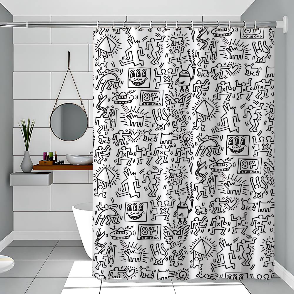 Cartoon K-Keith Haring Pattern Bathroom Shower Curtain Bathroom Partition Curtain Light Opaque Waterproof Material Bathroom 180x200 cm
Cartoon K-Keith Haring Pattern Bathroom Shower Curtain Bathroom Partition Curtain Light Opaque Waterproof Material Bathroom 180x200 cm