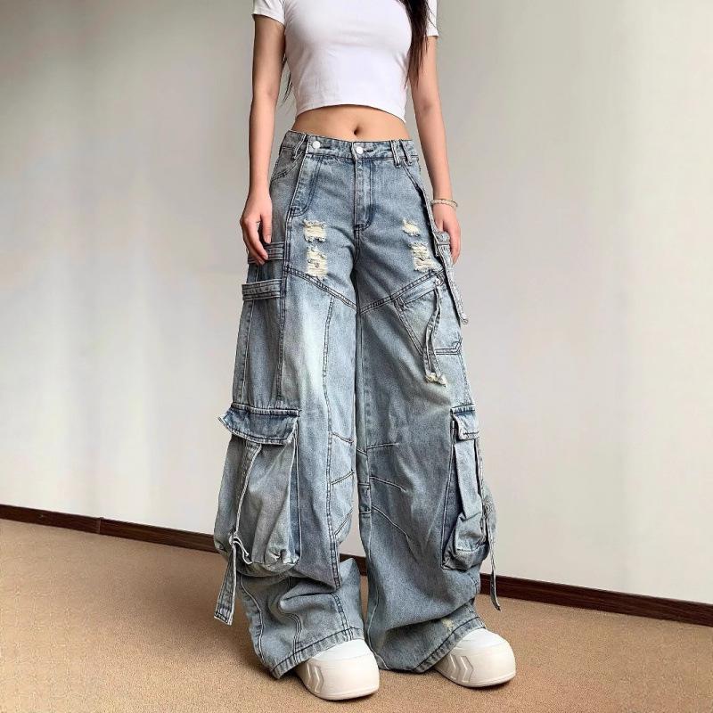 Unisex Heavy Duty Ripped Wide-Leg Workwear Jeans with Pockets S синій
Unisex Heavy Duty Ripped Wide-Leg Workwear Jeans with Pockets S синій