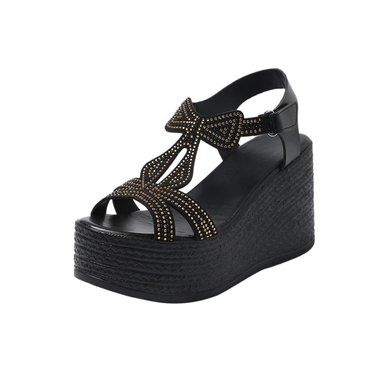 Fashion Thick Bottom Wedges Roman Sandals Women New Rhinestone High Heel Open Toe Big Size Sandales Casual Black Summer Gladiator Sandal 37
Fashion Thick Bottom Wedges Roman Sandals Women New Rhinestone High Heel Open Toe Big Size Sandales Casual Black Summer Gladiator Sandal 37