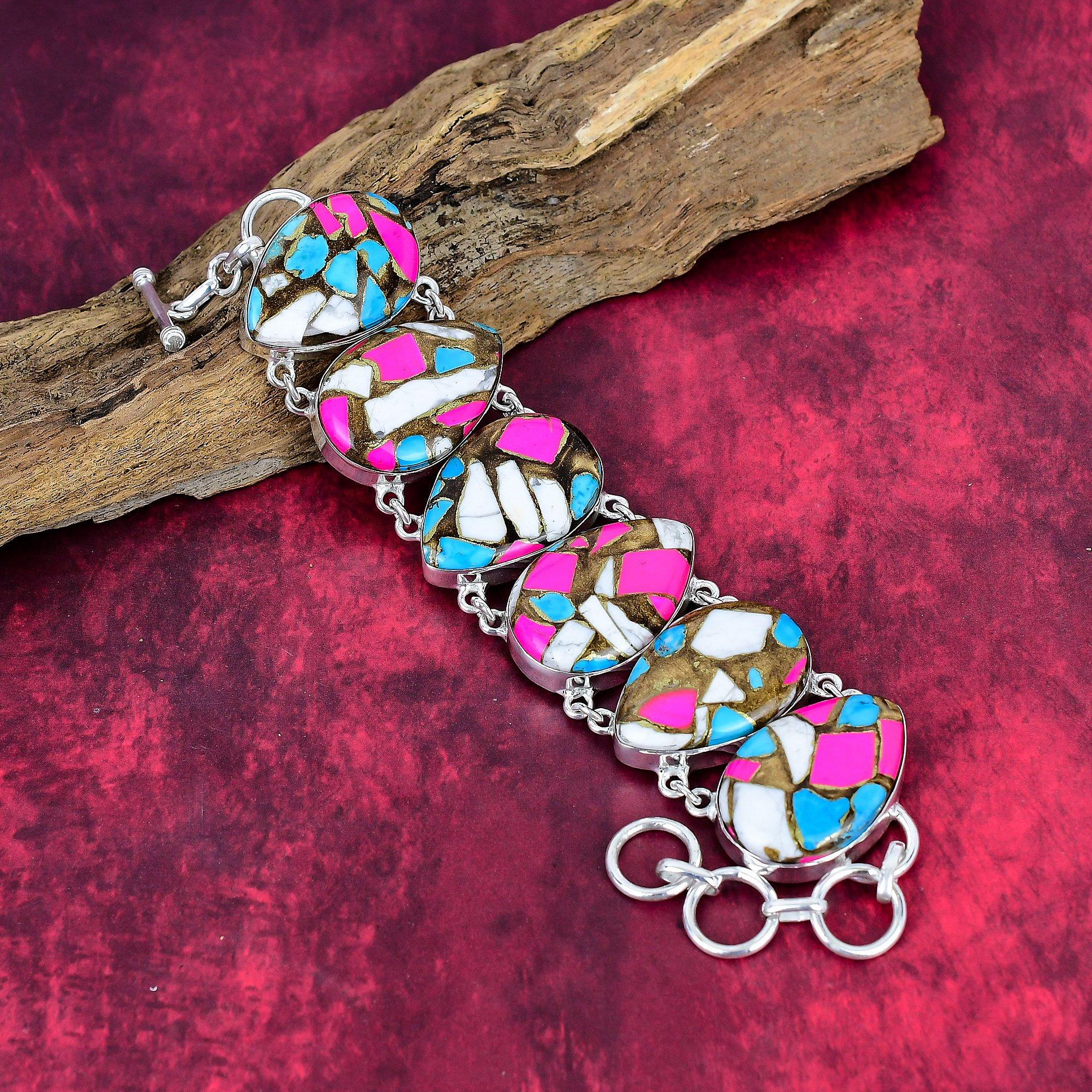 Cotton Candy Turquoise 925 Solid Sterling Silver Bracelet with Adjustable Chain, Handmade Gemstone Jewelry Bracelet Gifts For Love
Cotton Candy Turquoise 925 Solid Sterling Silver Bracelet with Adjustable Chain, Handmade Gemstone Jewelry Bracelet Gifts For Love