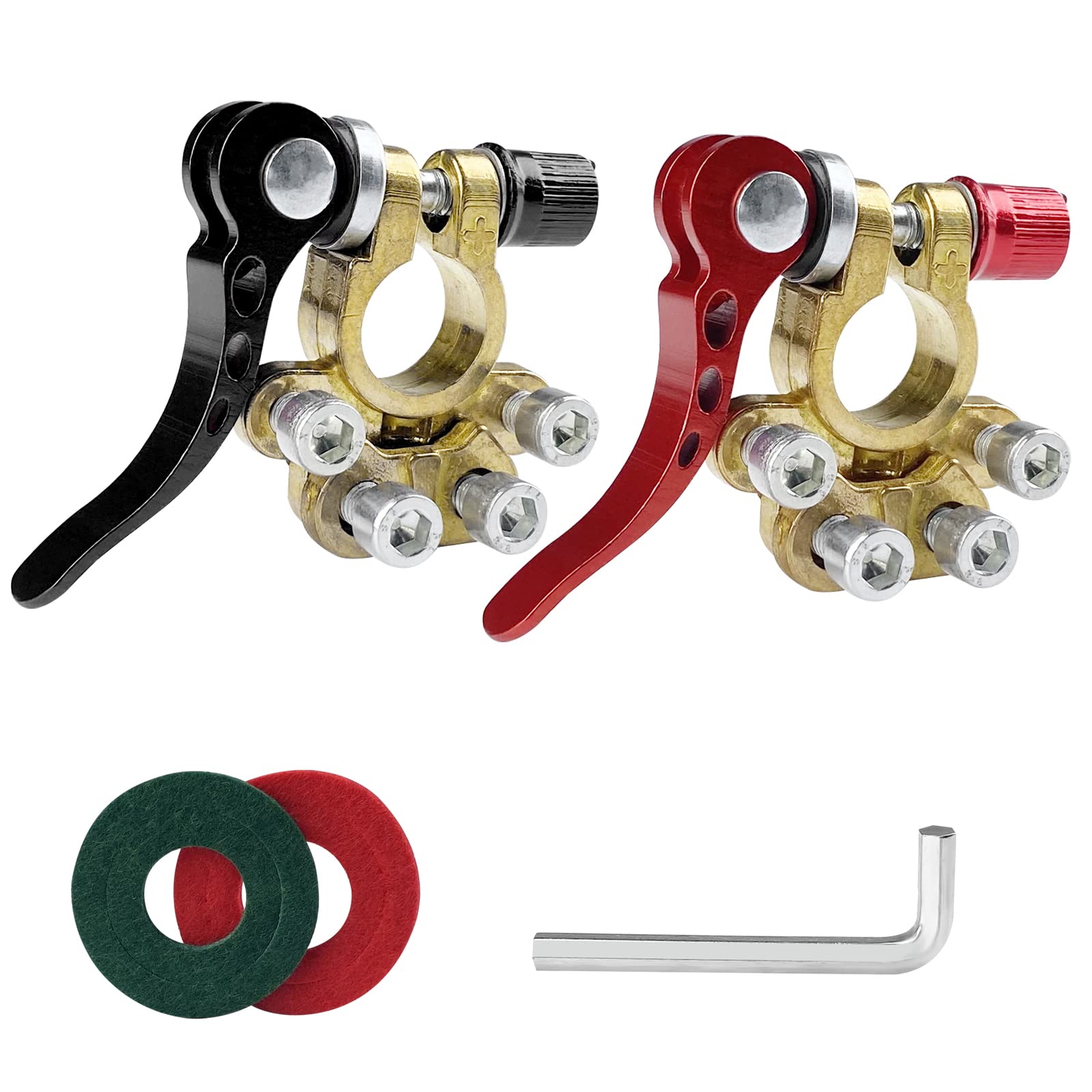 2 Pcs Battery Terminals, Brass, Pole Terminals, Positive and Negative Battery Connection with Corrosion Protection Pad,Pole Terminals,Securely Clamped 6.2*5.5*4.9cm,2Pcs
2 Pcs Battery Terminals, Brass, Pole Terminals, Positive and Negative Battery Connection with Corrosion Protection Pad,Pole Terminals,Securely Clamped 6.2*5.5*4.9cm,2Pcs