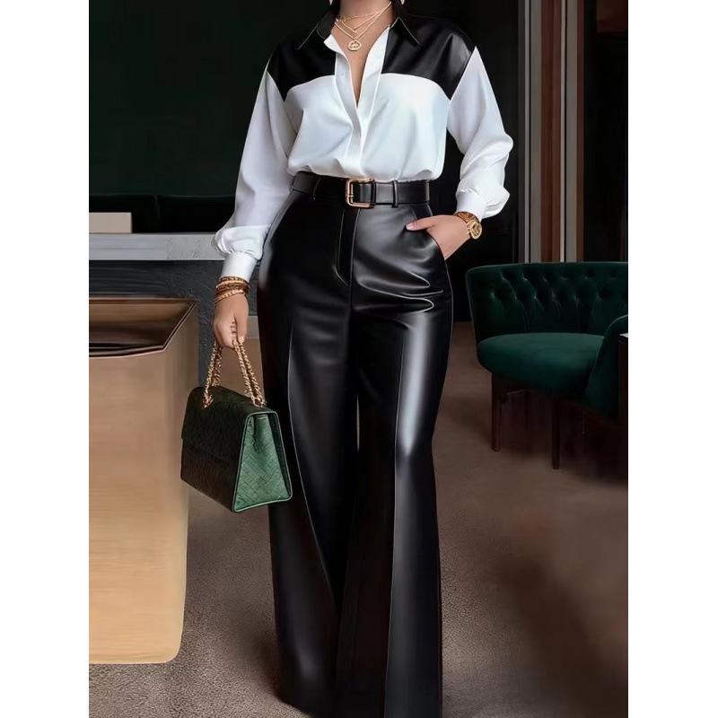 Cross-border Women s Long-sleeve Shirt & Wide-leg Leather Pants Set XL
Cross-border Women s Long-sleeve Shirt & Wide-leg Leather Pants Set XL