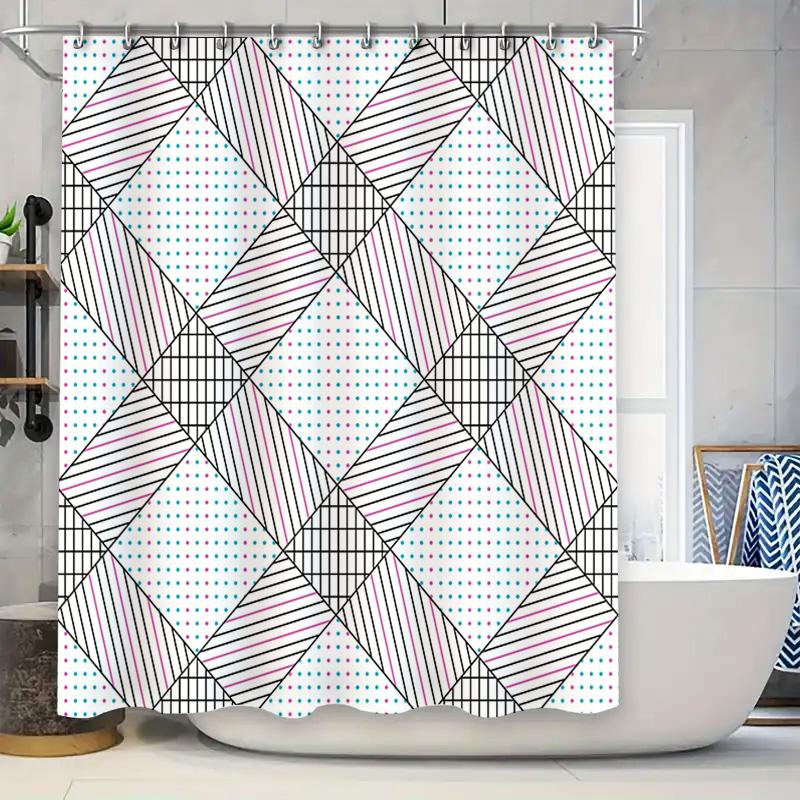 Modern Geometric Pattern Shower Curtain Decorate Your Bathroom With Black, White Pink Stripes For A Bold Touch! W60H190(CM)-1 Pcs
Modern Geometric Pattern Shower Curtain Decorate Your Bathroom With Black, White Pink Stripes For A Bold Touch! W60H190(CM)-1 Pcs