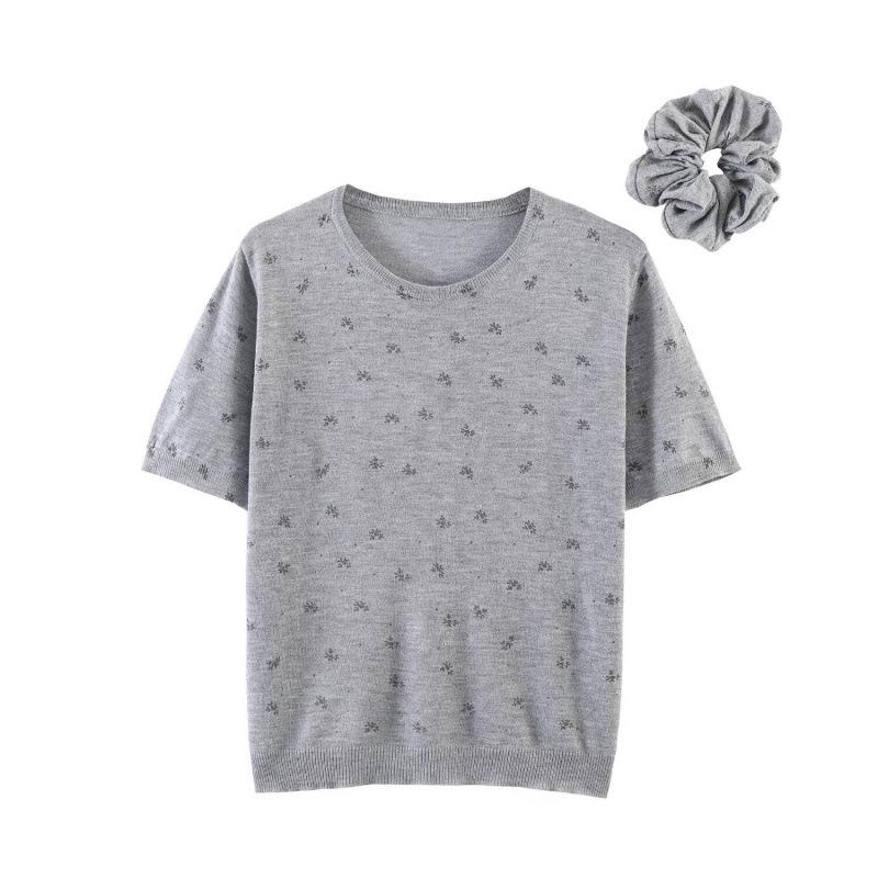 2026 Spring European & American Style Sweet Round Neck Print Knit Short Sleeve Pullover One Size серый
2026 Spring European & American Style Sweet Round Neck Print Knit Short Sleeve Pullover One Size серый