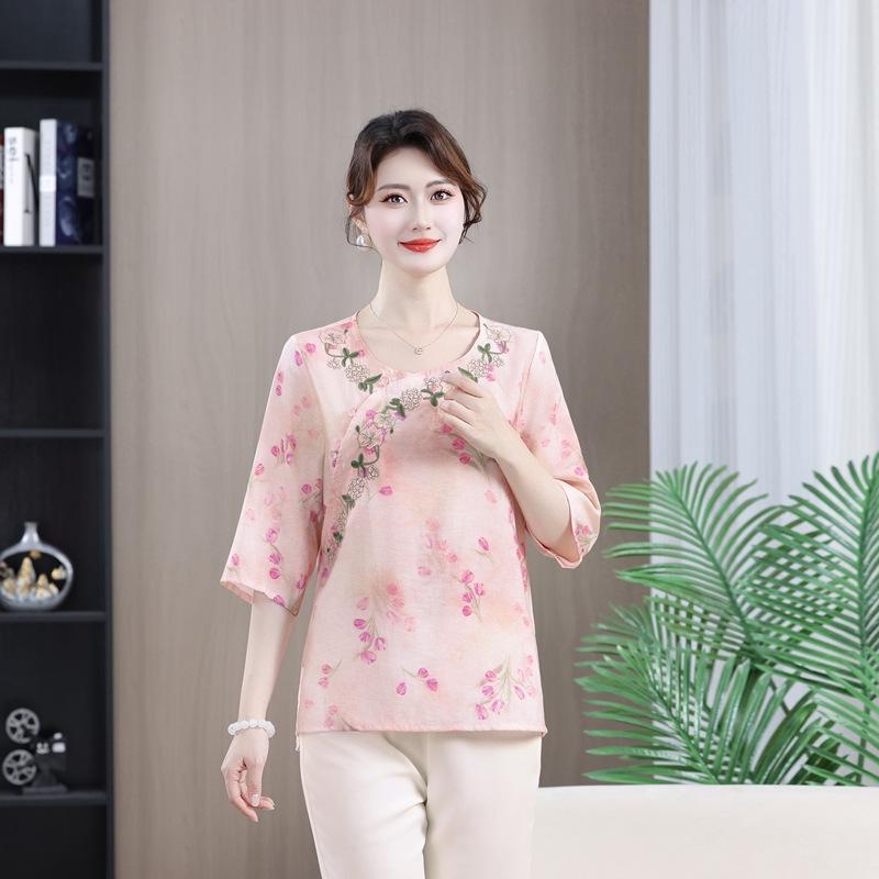 Stylish Summer Round Neck T-Shirt for Women, Short Sleeve, Plus Size, Loose Fit, Printed Design, Perfect for Middle-aged and Elderly Moms. XL (90-105 lbs) рожевий
Stylish Summer Round Neck T-Shirt for Women, Short Sleeve, Plus Size, Loose Fit, Printed Design, Perfect for Middle-aged and Elderly Moms. XL (90-105 lbs) рожевий