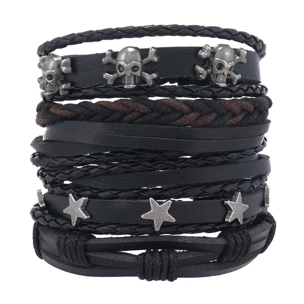 Men s punk style alloy skull star multi-layer woven bracelet, cross-border men s woven bracelet set чорний
Men s punk style alloy skull star multi-layer woven bracelet, cross-border men s woven bracelet set чорний