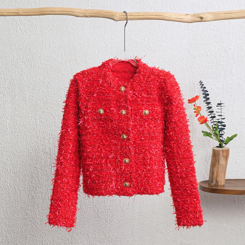 Французский шик твидовый жакет: Легкая роскошь, Металлическая пряжка, Круглый вырез, Короткий вязаный стиль Extra Large красный
Французский шик твидовый жакет: Легкая роскошь, Металлическая пряжка, Круглый вырез, Короткий вязаный стиль Extra Large красный