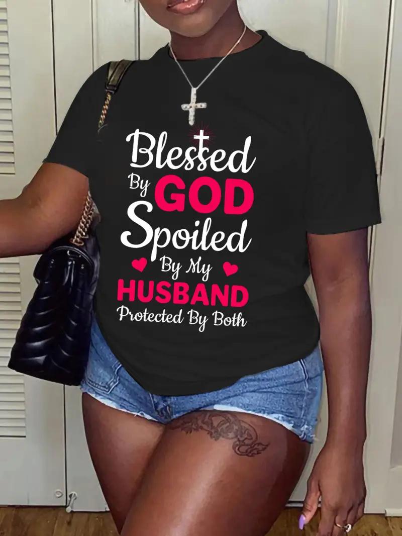 Plus Size Casual T-shirt, Women s Plus Letter Print Round Neck Short Sleeve Slogan Graphic Tee 5XL
Plus Size Casual T-shirt, Women s Plus Letter Print Round Neck Short Sleeve Slogan Graphic Tee 5XL