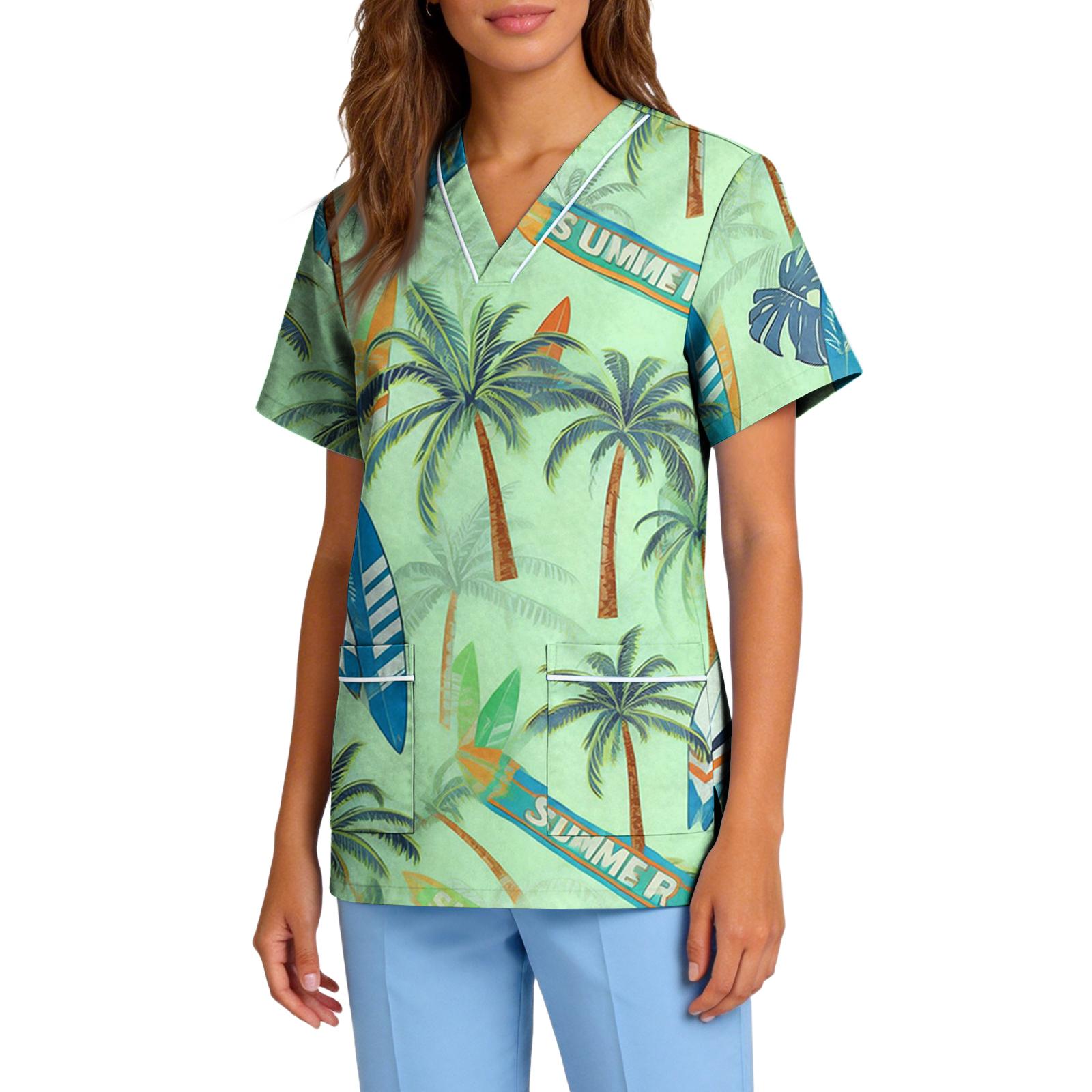 Unisex V Neck Short Sleeve Scrub Top with Tree and Floral Print Lightweight Fabric Two Front Pockets Relaxed Fit for L
Unisex V Neck Short Sleeve Scrub Top with Tree and Floral Print Lightweight Fabric Two Front Pockets Relaxed Fit for L