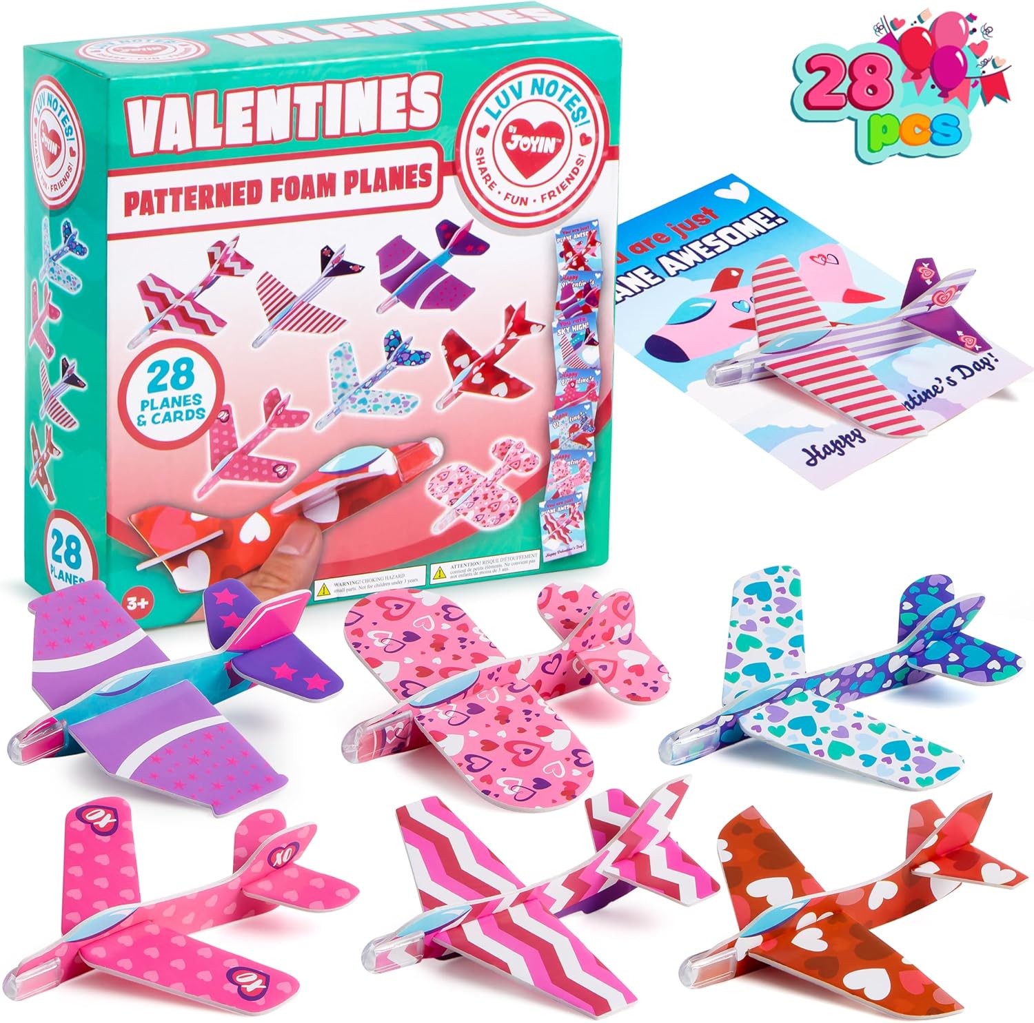 JOYFY 28 Valentines Day Foam Airplanes Greeting Cards with Valentine Punchline for School Classroom Exchange Prizes Party Favor
JOYFY 28 Valentines Day Foam Airplanes Greeting Cards with Valentine Punchline for School Classroom Exchange Prizes Party Favor