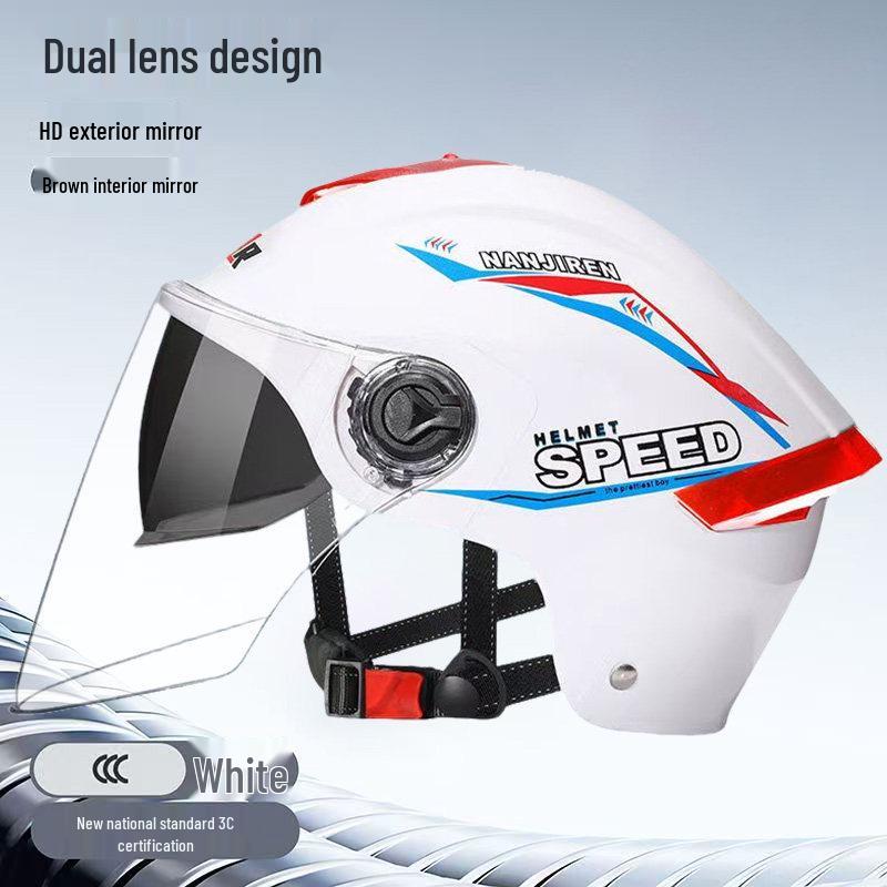 Unisex 3C Certified Electric Scooter Helmet, Half Helmet with Double Visor, All-Season, Sun Protection & Breathable One Size (54-62CM Adjustable)
Unisex 3C Certified Electric Scooter Helmet, Half Helmet with Double Visor, All-Season, Sun Protection & Breathable One Size (54-62CM Adjustable)
