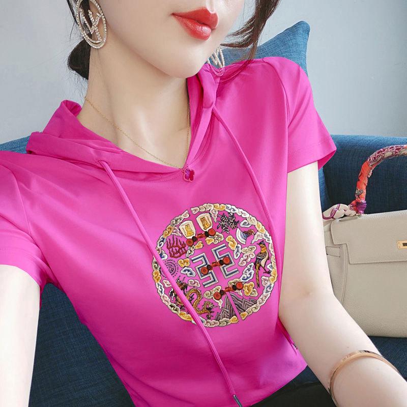 Women s Short Sleeve Hooded Sweatshirt - 100% Cotton, New Chinese Ethnic Style, Casual and Versatile Loose T-shirt XL (110-125 jin)
Women s Short Sleeve Hooded Sweatshirt - 100% Cotton, New Chinese Ethnic Style, Casual and Versatile Loose T-shirt XL (110-125 jin)