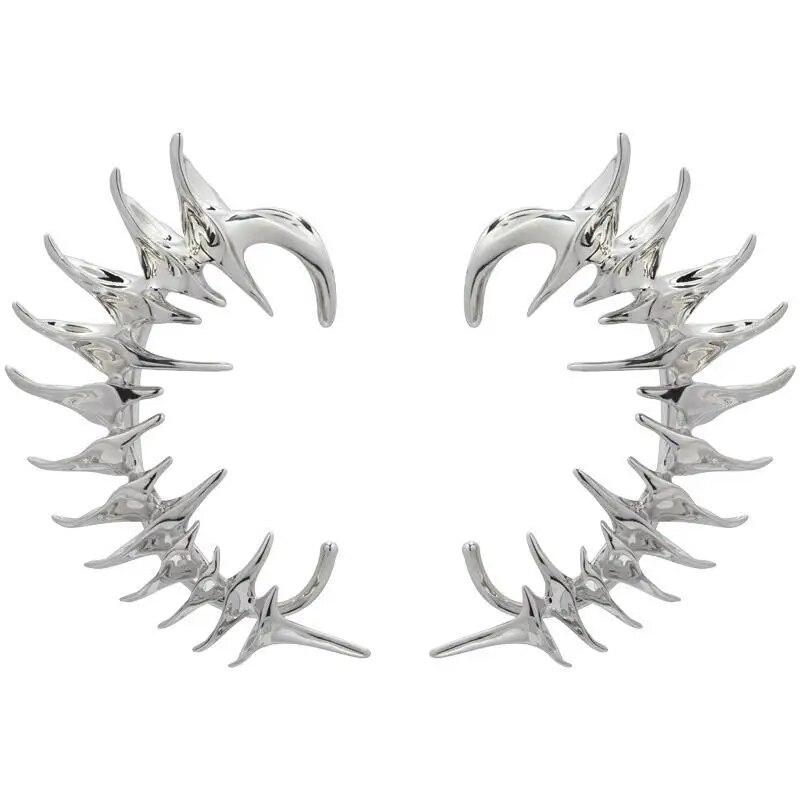 Скелет Спайк Киберпанк Зажимы Для Ушей Личность Унисекс Готический Панк Серебристый Цвет Серьги Для Пары Ювелирные Изделия Аксессуары Подарки