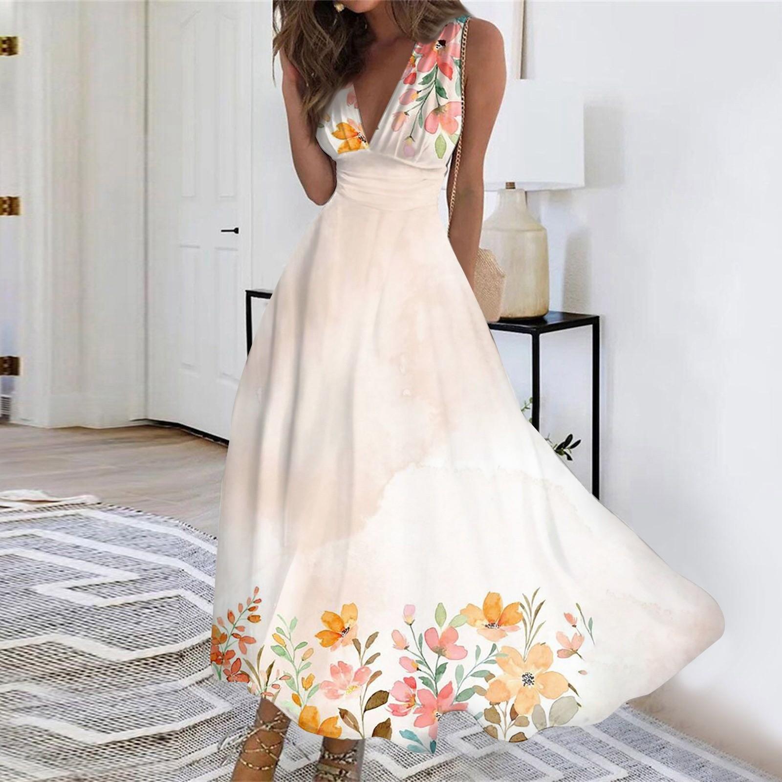 Женское длинное повседневное платье, летнее платье без рукавов с v-образным вырезом и талией с принтом
Женское длинное повседневное платье, летнее платье без рукавов с v-образным вырезом и талией с принтом