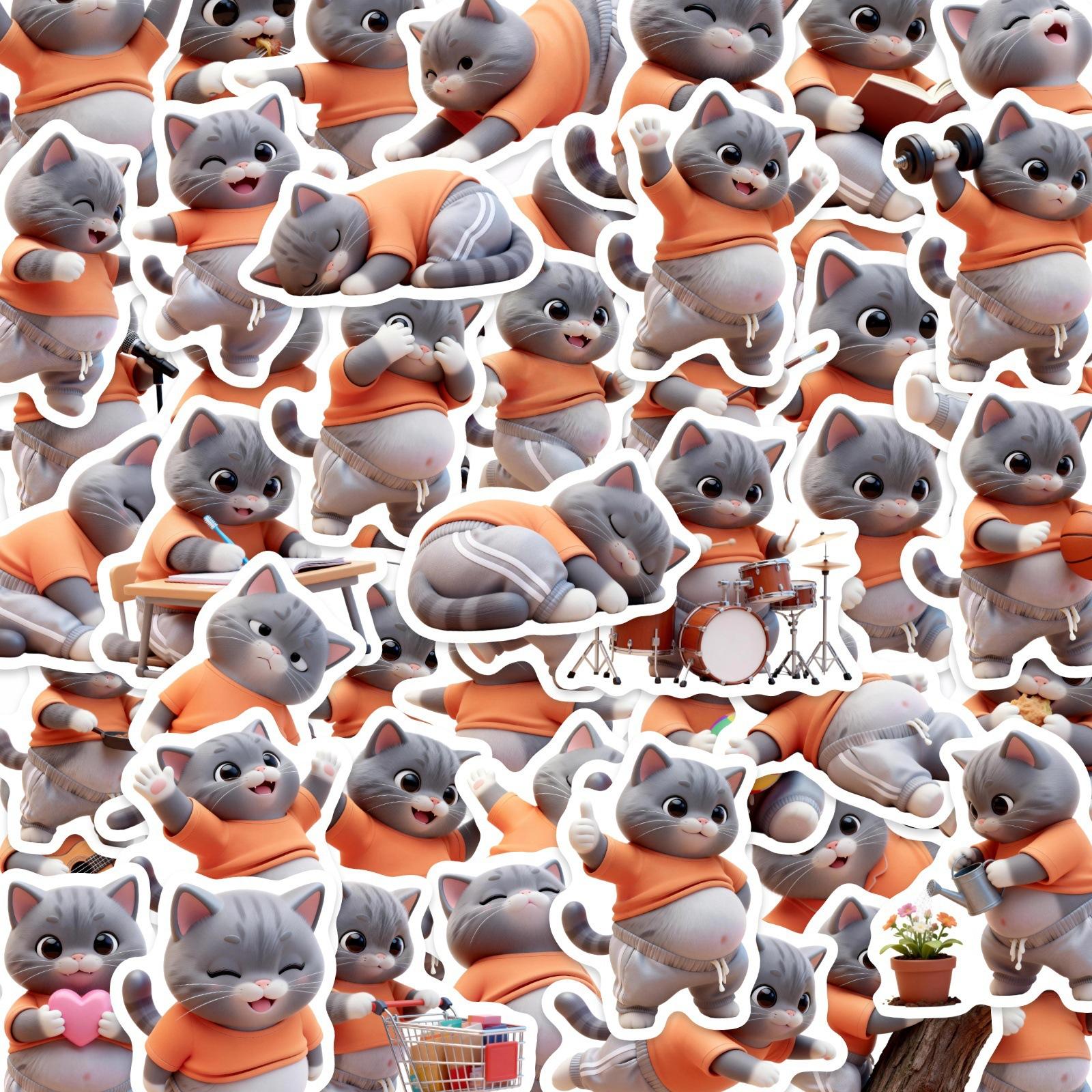 50 Creative Cartoon Cat Stickers Soft Cute Grey Cat Emoji Handbook Luggage Decoration Waterproof Stickers
50 Creative Cartoon Cat Stickers Soft Cute Grey Cat Emoji Handbook Luggage Decoration Waterproof Stickers