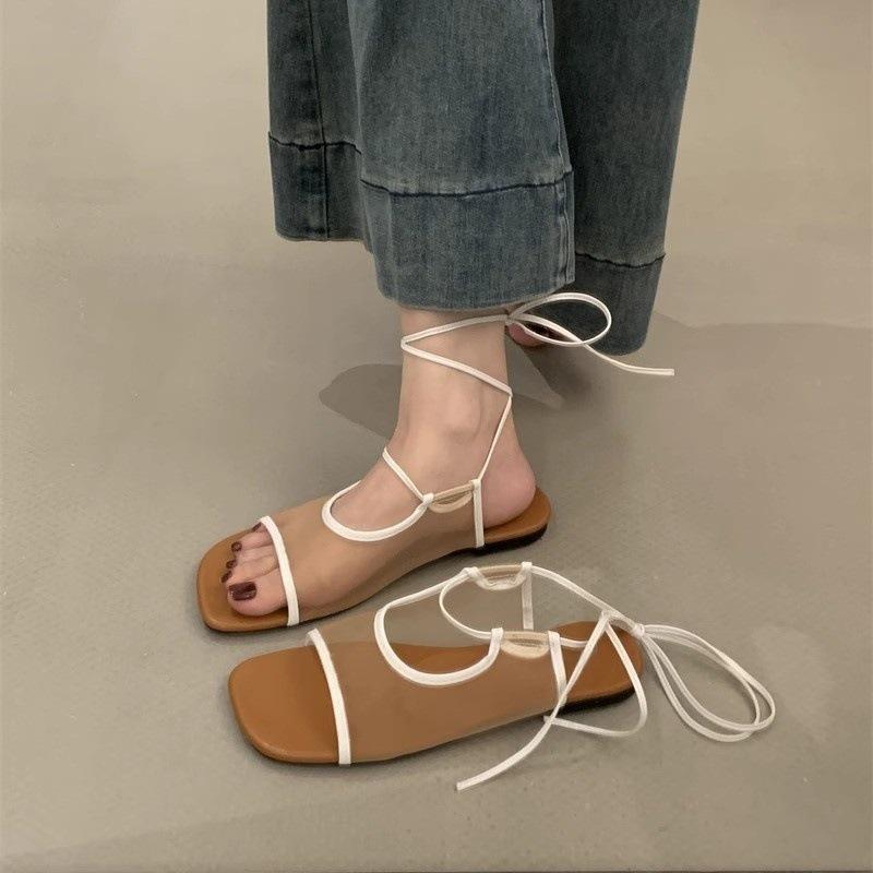 Niche square head lace-up breathable mesh open-toed sandals summer new straps flat bottom sandals women 40 коричневий
Niche square head lace-up breathable mesh open-toed sandals summer new straps flat bottom sandals women 40 коричневий