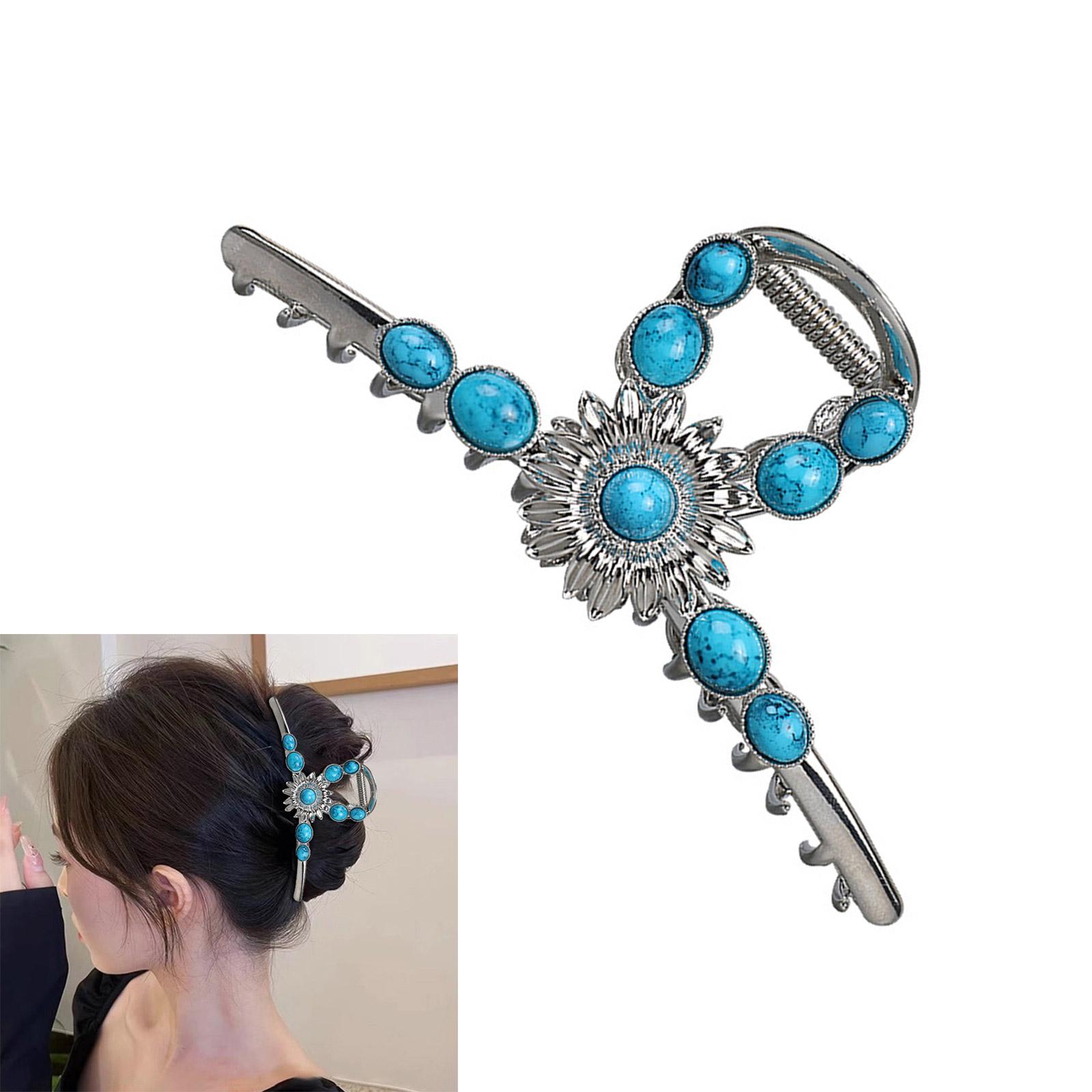 Hair Claw Clip Turquoise Theme Hair Clamp Clamps Silver Daisy Hair Catch Barrettes Strong Hold Hairpin for Girls
Hair Claw Clip Turquoise Theme Hair Clamp Clamps Silver Daisy Hair Catch Barrettes Strong Hold Hairpin for Girls