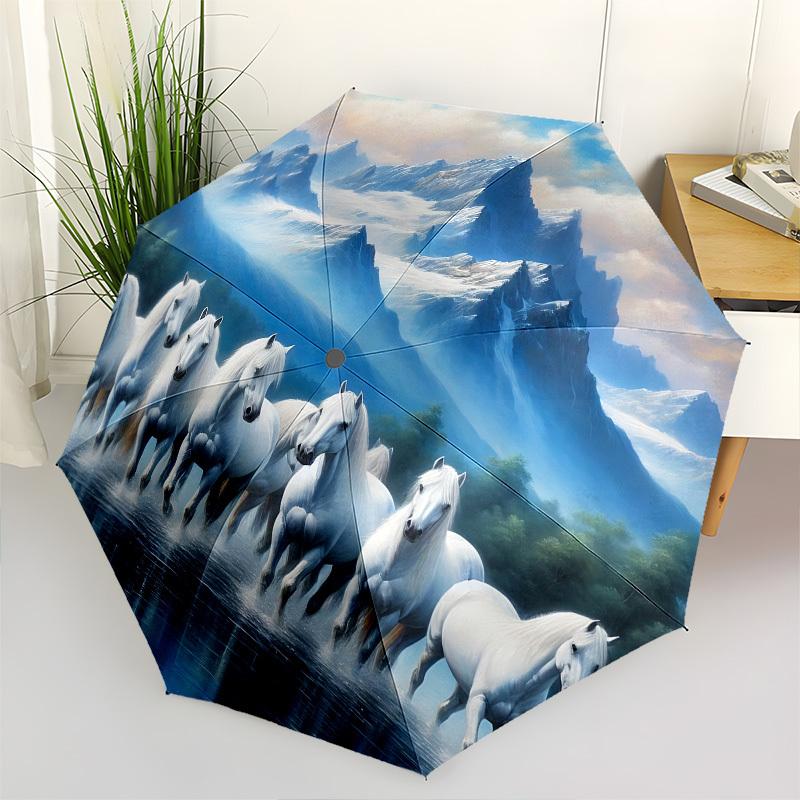 Horses, Mountain Range Automatic Folding Umbrella Compact 8 rib Design, Unique Style, Suitable for Everyday Outdoor Use, Perfect Gift for Fr
Horses, Mountain Range Automatic Folding Umbrella Compact 8 rib Design, Unique Style, Suitable for Everyday Outdoor Use, Perfect Gift for Fr