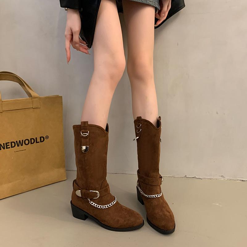 Casual versatile medium boots 2024 new large size autumn round head chain thick heel solid color women s fashion boots 35
Casual versatile medium boots 2024 new large size autumn round head chain thick heel solid color women s fashion boots 35