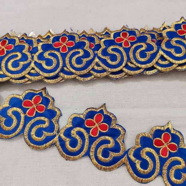 Longevity Peach Gold Embroidered Iron-on Applique with Self-Adhesive Long Strip for Skirt Hem or Stage Waistband.
Longevity Peach Gold Embroidered Iron-on Applique with Self-Adhesive Long Strip for Skirt Hem or Stage Waistband.