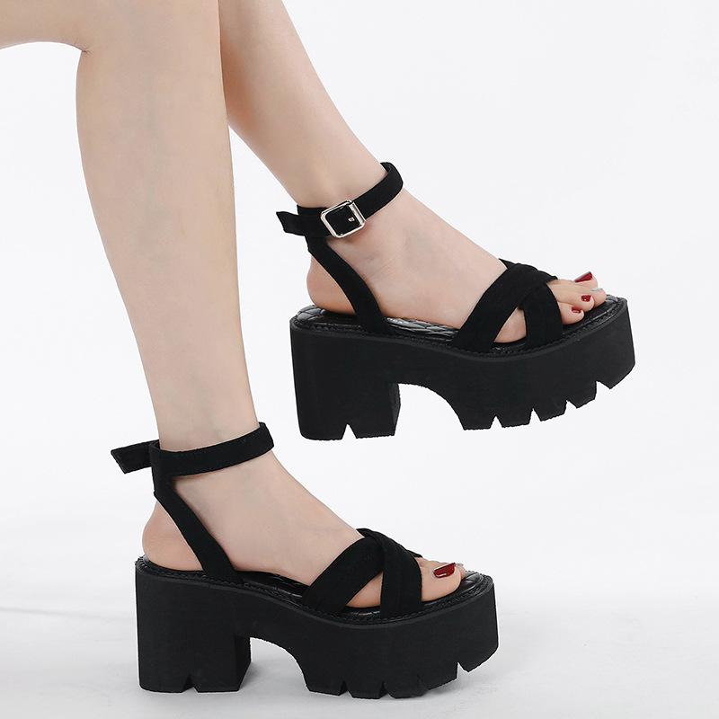 Large size muffin bottom nightclub cross strap casual thick sole thick high heel soft sole sandals 35
Large size muffin bottom nightclub cross strap casual thick sole thick high heel soft sole sandals 35