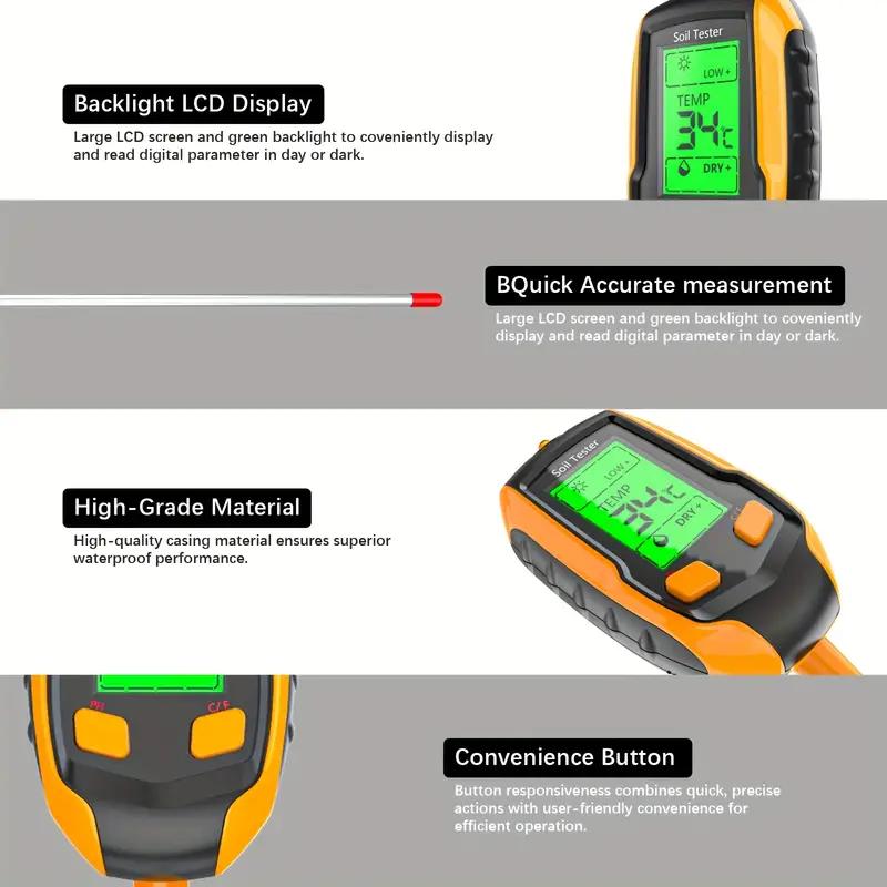 4 in 1 Soil Moisture Meter Digital Plant Temperature Soil Moisture PH Meter Sunlight Intensity Environment Humidity
4 in 1 Soil Moisture Meter Digital Plant Temperature Soil Moisture PH Meter Sunlight Intensity Environment Humidity