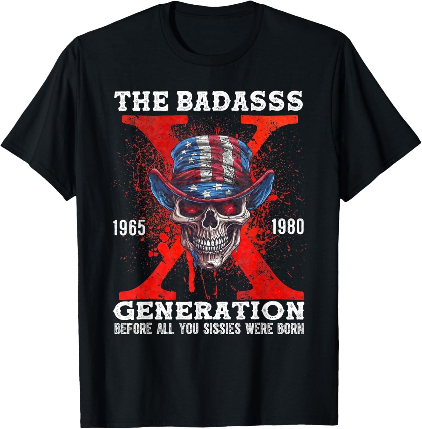 Retro Gen X The Badasss Generation Horror Skull X Generation T-Shirt Mens Womens Tees Top S
Retro Gen X The Badasss Generation Horror Skull X Generation T-Shirt Mens Womens Tees Top S