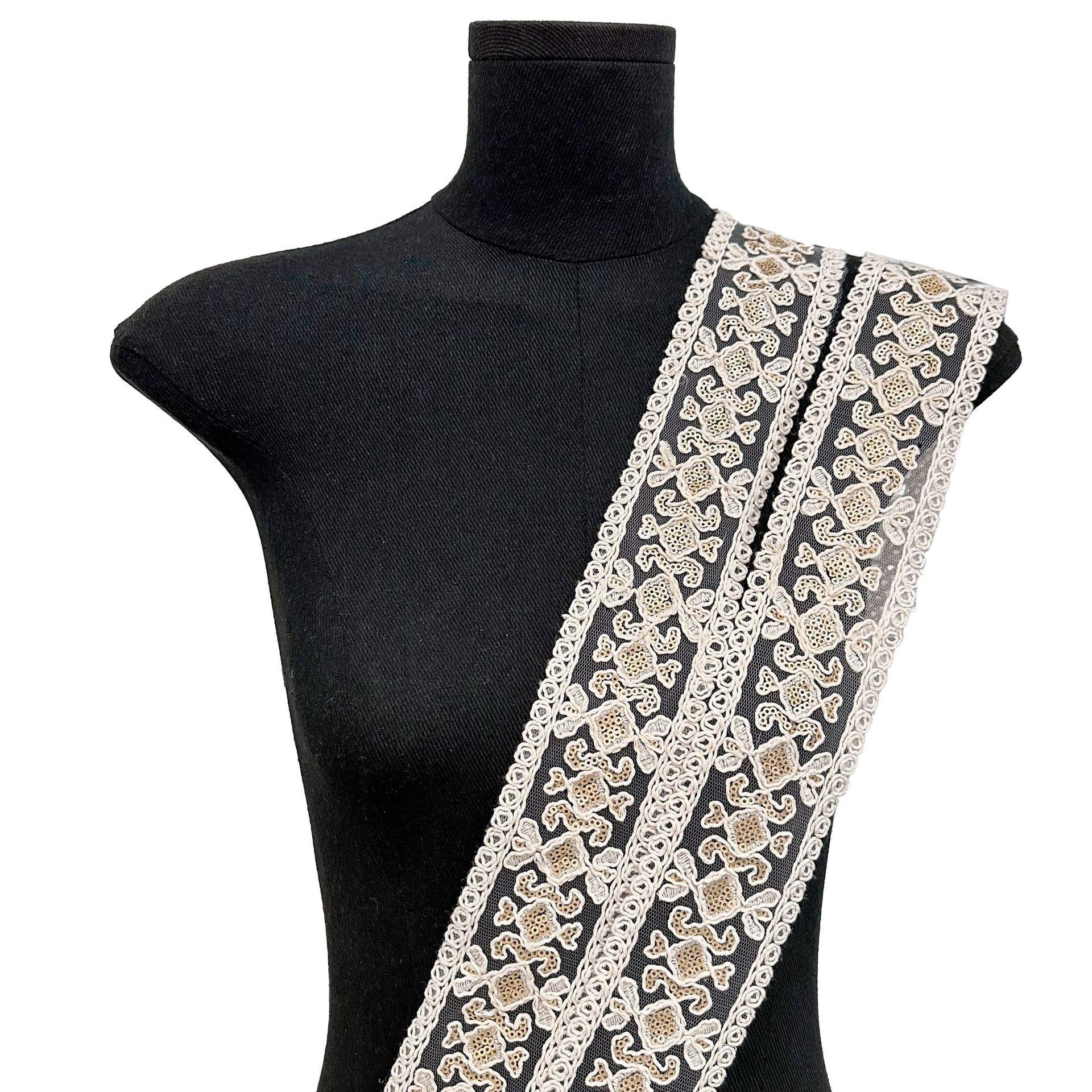 6,5 см Полая пайеточная вышитая тесьма DIY Аксессуары для одежды, Шляпы и манжеты, Декоративное этническое кружево XDT06 apricot one size